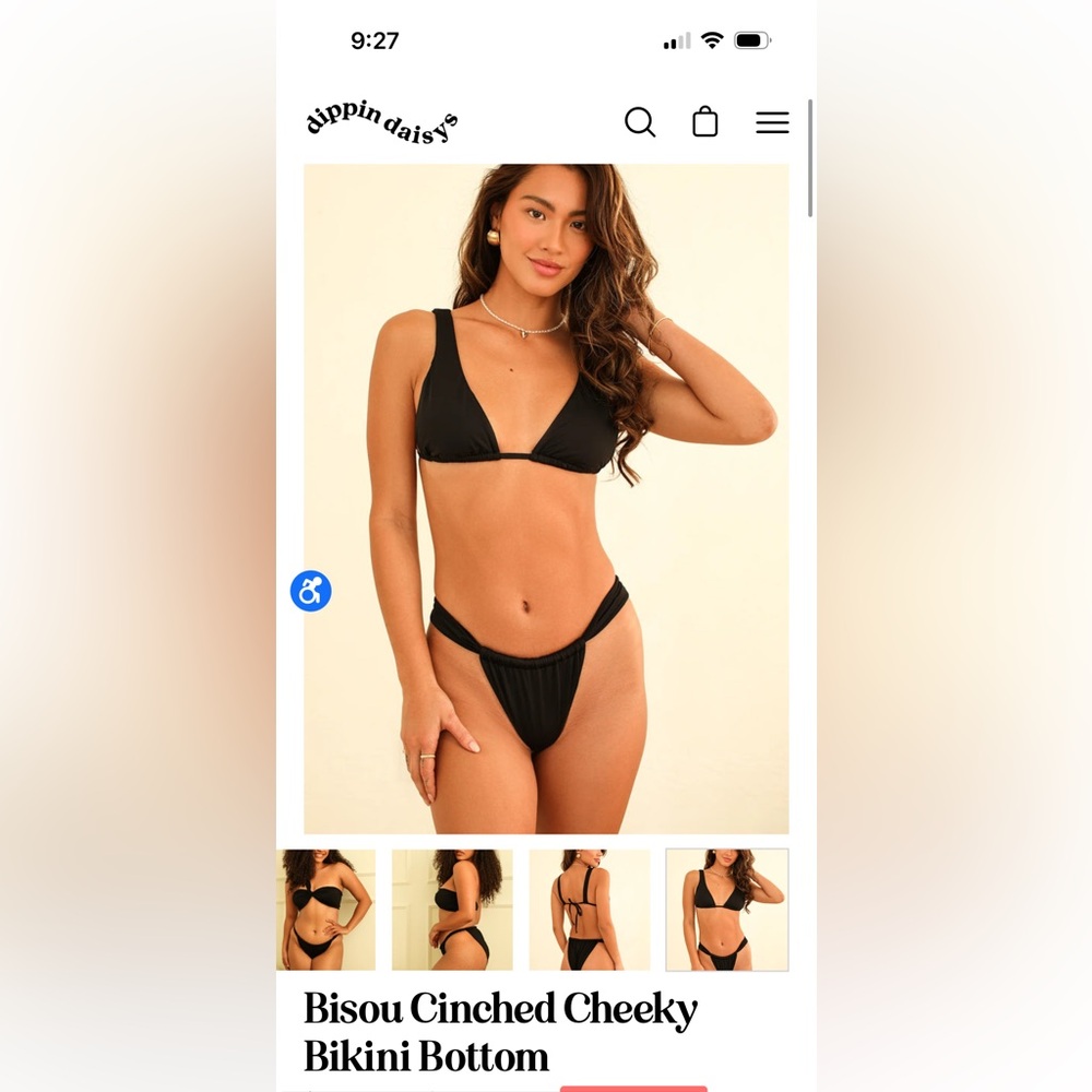 Dippin' Daisy's Bisou High Cut Bikini Bottoms Black - Size Small